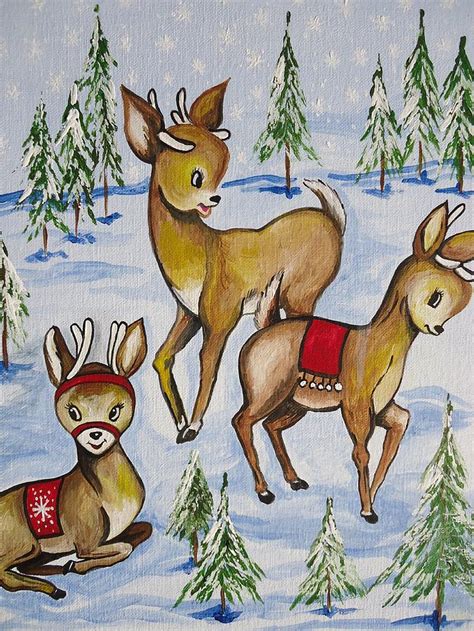 Reindeer Painting By Leslie Manley Fine Art America