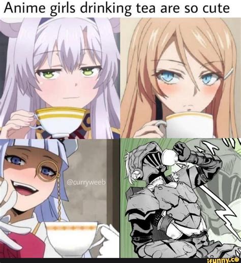 Anime Character Sipping Tea Contourlinebodyart