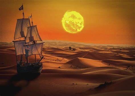 Lost Pirate Ship In The Desert Digital Art By Peter Galleghan