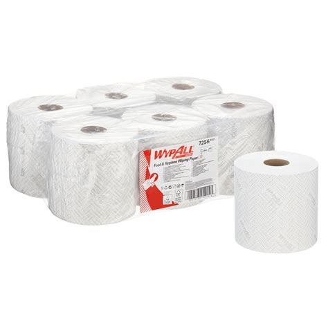 Wypall® L10 Food And Hygiene Wiping Paper 7256 1 Ply White Cleaning Wipes 6 Centrefeed Rolls X
