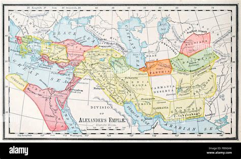 Map Of The Division Of Alexanders Empire Ancient World Stock Photo