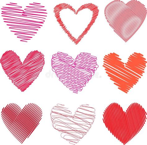 Scribbled Hearts Hand Drawn Seamless Vector Pattern Stock Vector