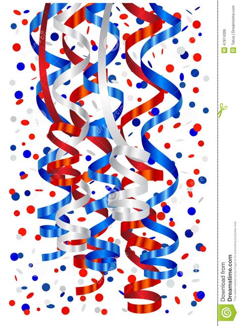 Serpentine And Confetti In White Blue And Red Stock Vector Image