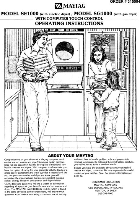 Maytag Washer Dryer Se1000 Users Manual
