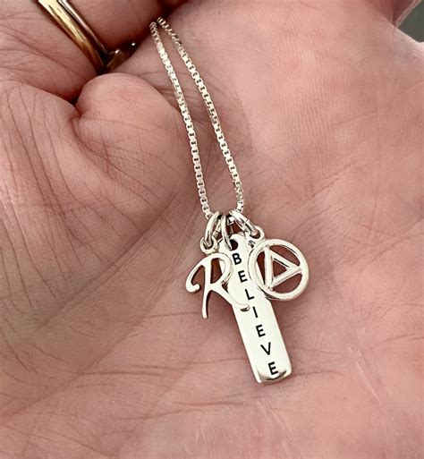Aa Sterling Silver Sobriety Necklace Sober Gifts Alcoholics Etsy