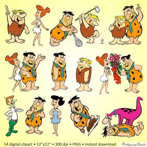 Digital Clipart The Flintstones Party Stone Age Classic Cartoon
