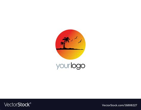 Beach Sunset Palm Tree Logo Royalty Free Vector Image