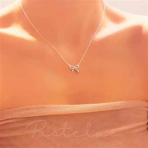 Bow Necklace Sterling Silver Pendant Necklace Dainty Bow Necklace Bow