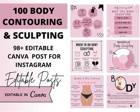 Body Contouring And Sculpting Instagram Post Templates Social Etsy