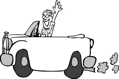 Driving A Car Black White Line Art Coloring Book Clipart Best