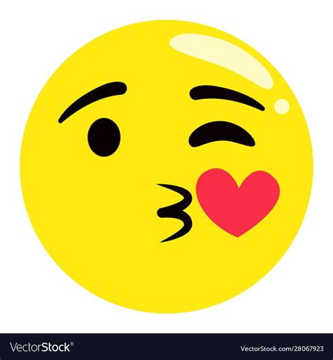 Kissing Emoji Vector Isolated Emoticon Winking And Sending Kiss Flat