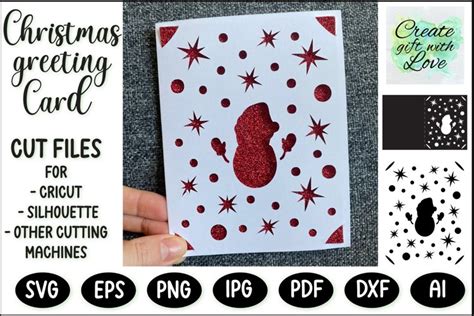 Merry Christmas Card Svg Template Paper Cutting Cricut