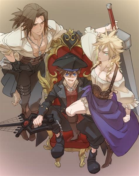 Ryouto Cloud Strife Sora Kingdom Hearts Squall Leonhart Final Fantasy Final Fantasy Vii