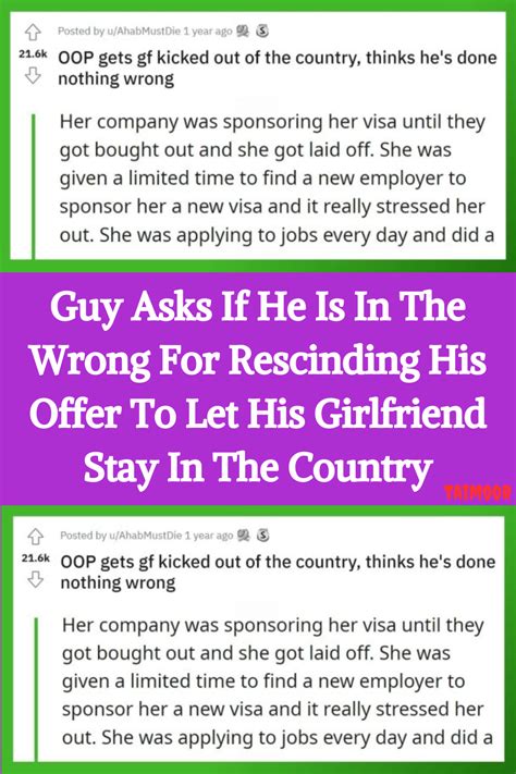 guy asks if he is in the wrong for rescinding his offer to let his girlfriend stay in the
