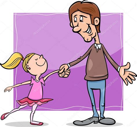 Vater Und Tochter Cartoon Illustration Vektorgrafik Lizenzfreie