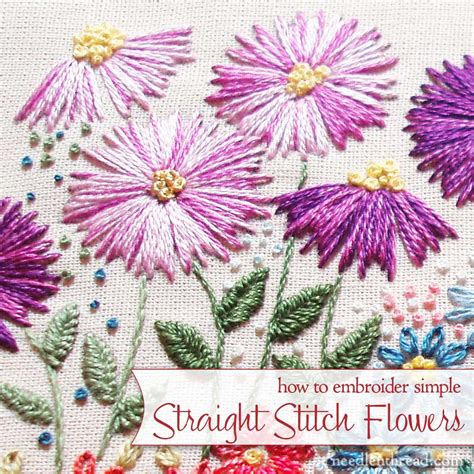 Check out the post on the correct way of embroidery placements. Simple is Good: Straight Stitch Flowers - NeedlenThread.com