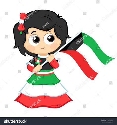 Little Girl Celebrating Kuwait National Day เวกเตอร์สต็อก ปลอดค่า
