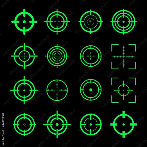 Target Destination Icon Set Green Aiming Marks Sniper Shoot Group