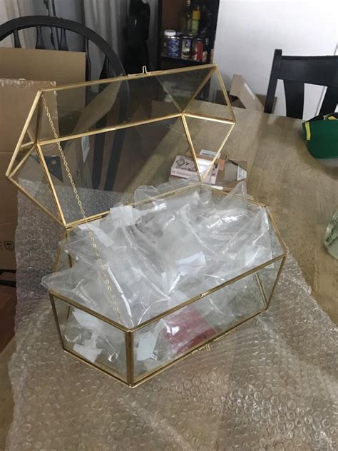 Large Geometric Glass Wedding Card Box Keepsake Recipe Etsy