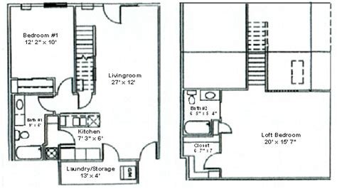 Floor Plan Two Bedroom Loft Woodsview Apartments