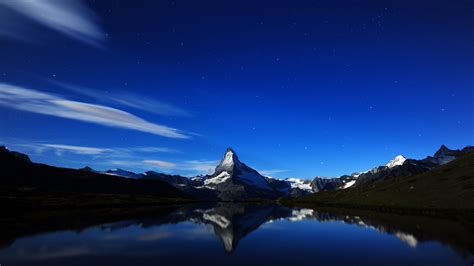 Matterhorn Midnight Reflection Hd Wallpaper Wallpaperfx