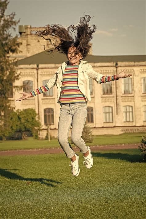 Happy Kid Jumping High Sense Of Freedom Childhood Happiness Small