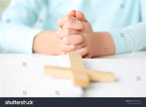 Cute Little Girl Praying Home Closeup Stock Photo 1690838707 Shutterstock