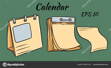 Calendar Two Different Calendars One Tear Pages Leafy Calendar Vector