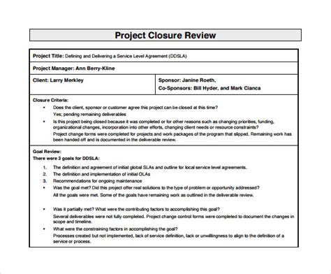 Project Closure Report Template Free Classles Democracy