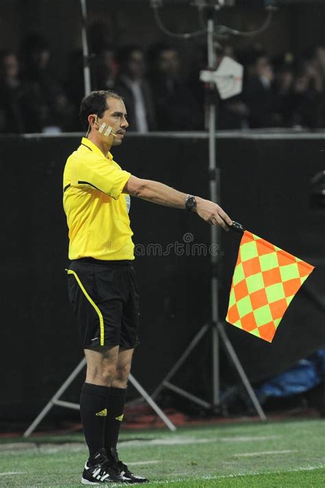 Referee Linesman During The Match Editorial Stock Image Image Of
