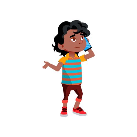 Boy Kid Calling And Talking On Smartphone Vector 17391532 Vector Art At