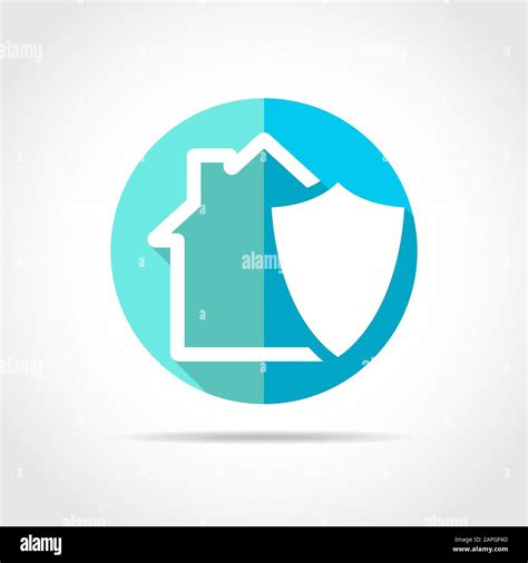House Icon With A Shield Symbol On Blue Round Button Vector