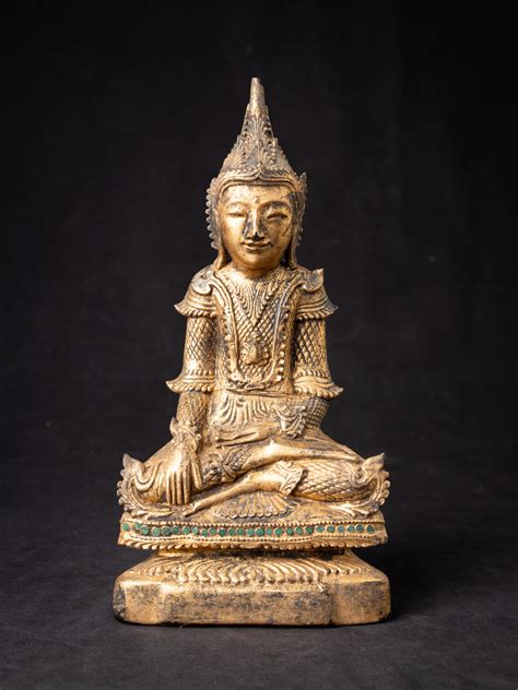 Antique Wooden Burmese Shan Buddha Statue From Burma 19th