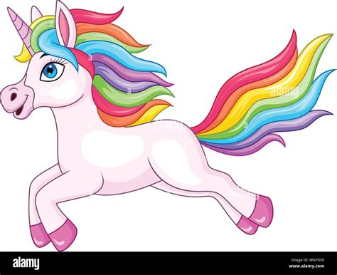 Cartoon Rainbow Unicorn Isolated On White Background Stock Vector Image