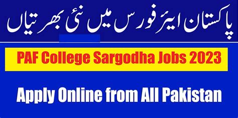 Paf College Sargodha Jobs 2023 Pk