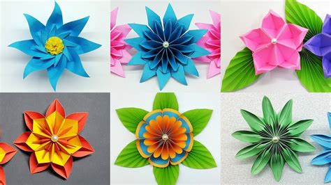 6 Easy Paper Flowers Making Tutorial Diy Flower Crafts Youtube