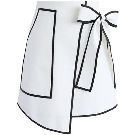 chicwish urban vogue flap skirt in white 81 bam liked on polyvore featuring skirts white bow