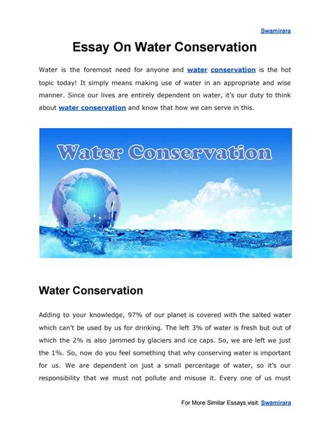 Essay On Conservation Of Water Telegraph