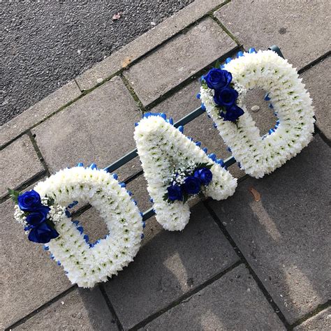 Dad Funeral Flowers Blue And White Bright Blue Skies Bouquet Created By One Of Our Florist