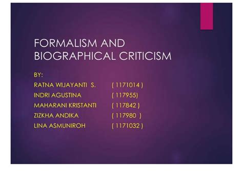 The Title Of Your Publicationformalism And Biographical Criticism By