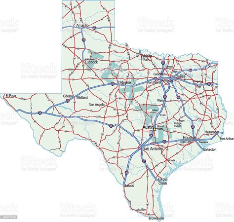 Texas State Road Map Stock Illustration Download Image Now Istock