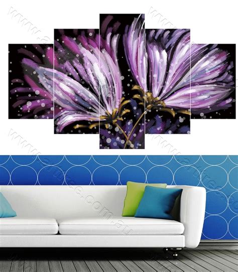 Purple Floral | Purple flower diy, Large artwork, 5 piece canvas art