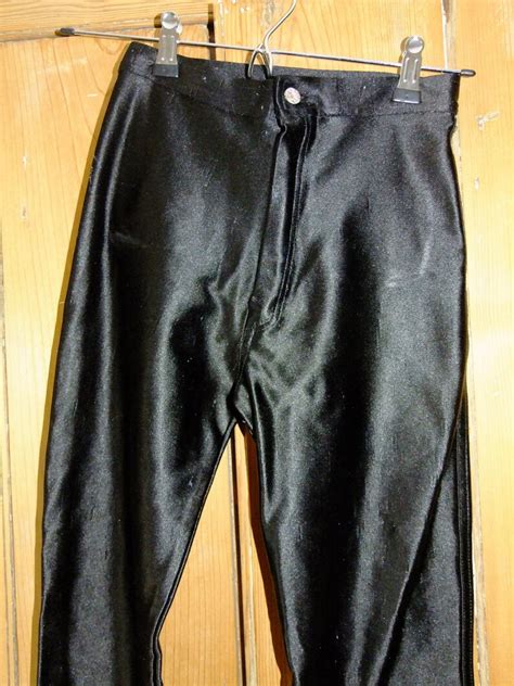 80s Spandex Disco Trousers Pants Shiny Black Lycra Leggings Etsy Uk