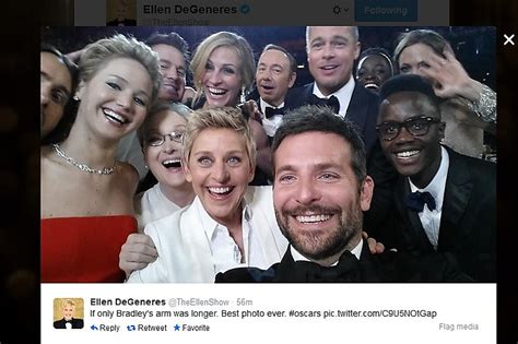 Ellen Degeneress Epic Oscar Selfie Becomes Most Retweeted Tweet Wsj