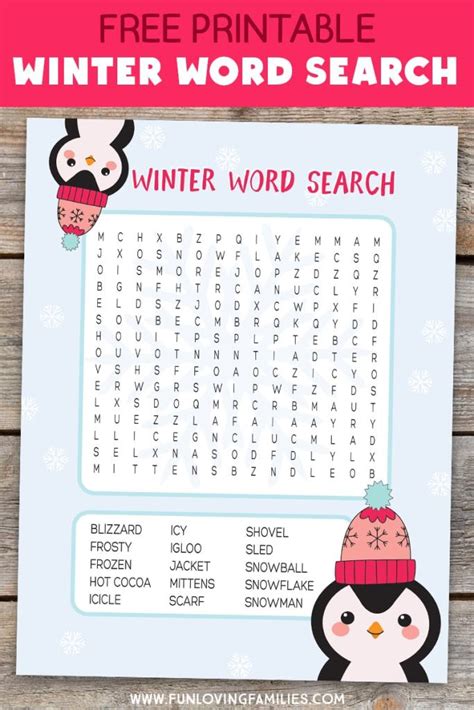 Winter Word Search Free Printable Kids Activity Fun