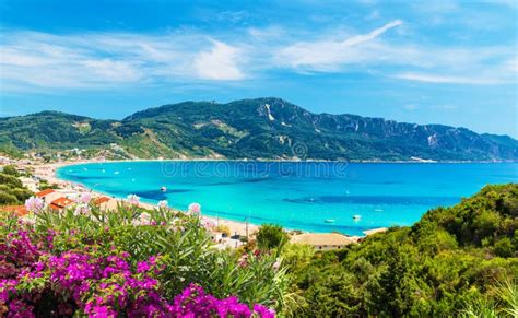 Praia De Agios Georgios Pagon Na Ilha De Corfu Grécia Imagem De Stock