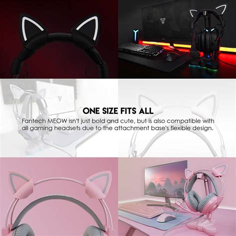 Fantech Kitty Headphone Cat Ears Cute Adjustable Straps Attachable