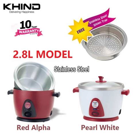 Electric rice cooker, ceramic rice cooker, jar rice cooer & etc. LARGE Khind 2.8L Anshin stainless steel Rice Cooker RC128M ...