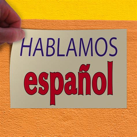 Decal Stickers Hablamos Espanol Black Vinyl Store Sign Label Foreign