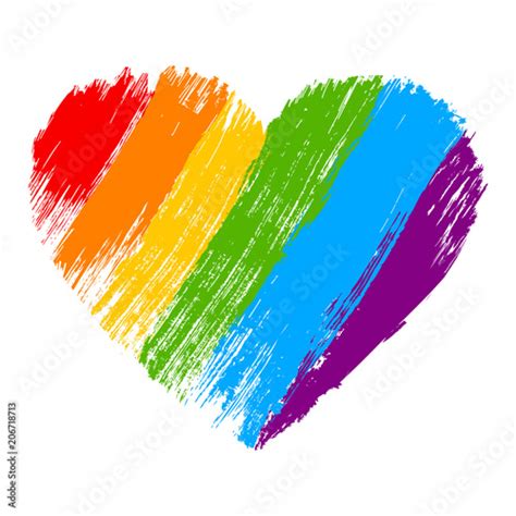 Grunge Heart In Rainbow Color Lgbt Pride Symbol Acheter Ce Vecteur